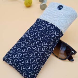 Beige japanese fabric glasses case