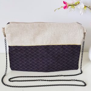 Japanese chain bag, beige and black