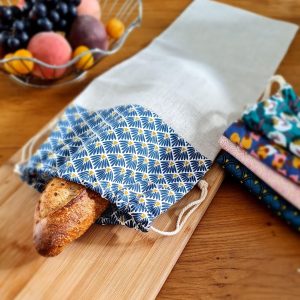 Linen and cotton baguette bag