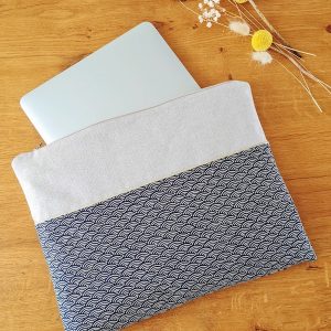 Japanese seigaiha fabric computer cover