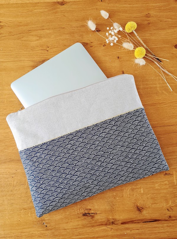 Japanese seigaiha fabric computer cover