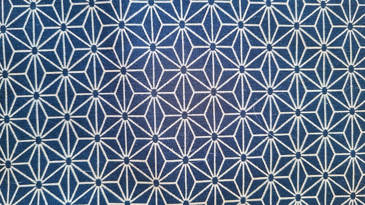 Tissu japonais asanoha bleu