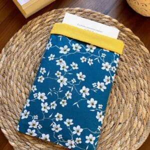 Pochette à livre amandier bleu et jaune